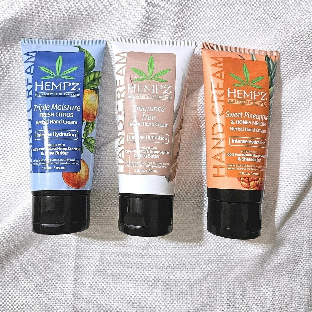 3 Hempz Hand Creme‎ Fresh Citrus, Fragrance Free, Sweet Pineapple & Honey Melon